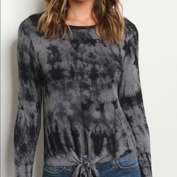 🆕 Charcoal and black tie dye front tie top - Picture 2 of 3